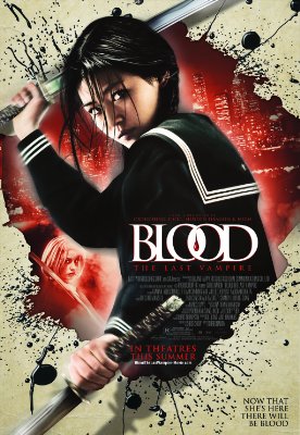 Blood the last vampire movie poster with saya dressed as a school girl