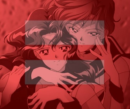 Sailor Neptune and Sailor Uranus with the red equality logo