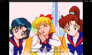 Amie, Minako and Makoto are sitting in a cafe