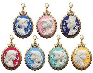 several cameo charms with a sailor guardian on each