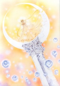 Princess Serenity stands on a column