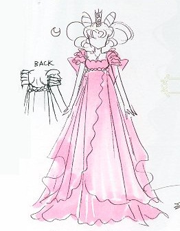 sketch of princess small lady in a pink dress